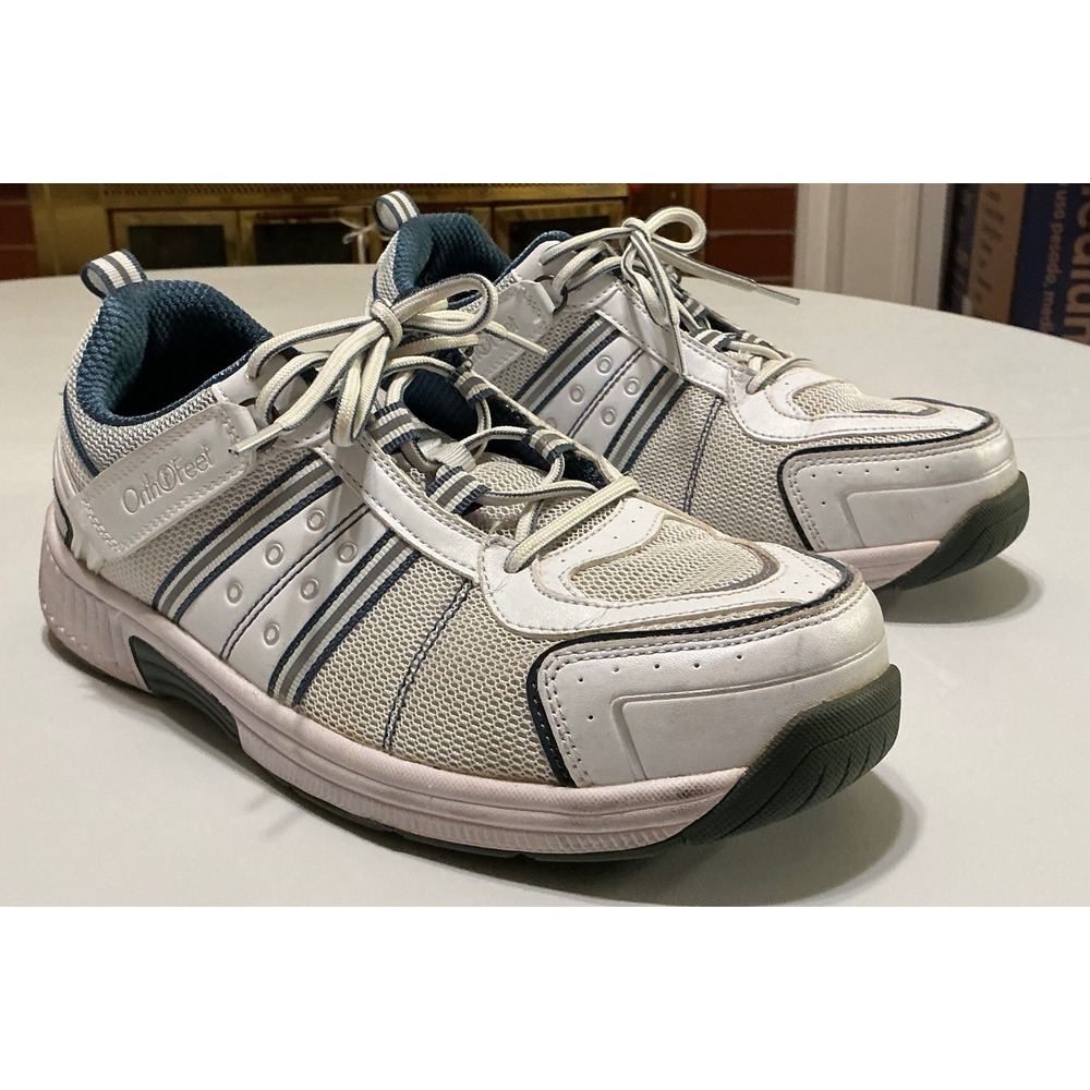 Orthofeet 610 Mens‎ 8.5 XX-Wide 6E White Blue Athletic Walking Shoes Support